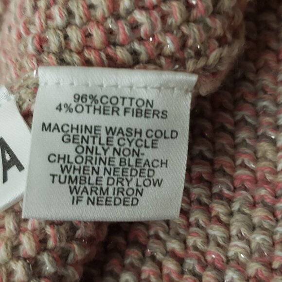 Ann Taylor LOFT 2XL XXL Cardigan Sweater Pink Hook Eye Cotton Shimmer - Picture 8 of 9